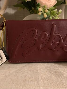 bebe Burgundy Embossed Zip Wallet